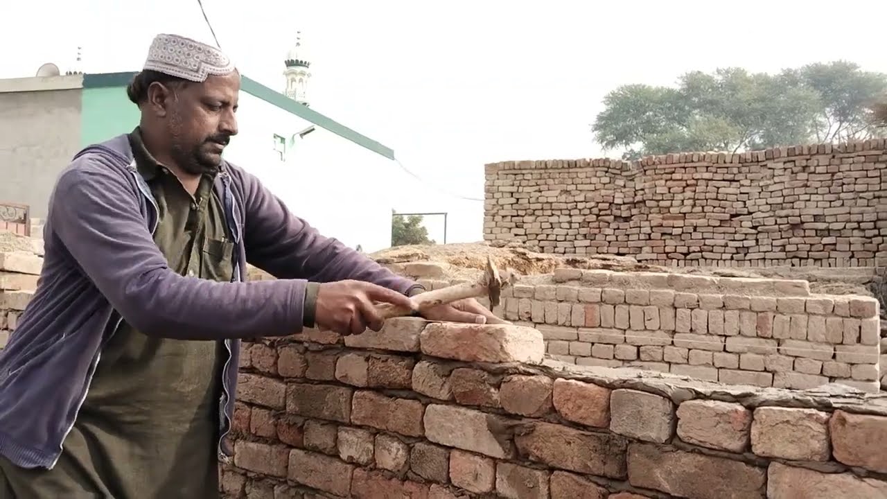 . Traditional Mud Mortar Brick Masonry Work