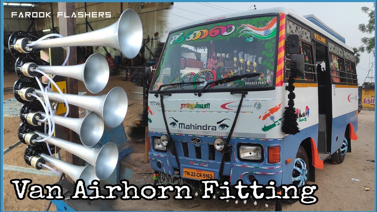 Mahindra tourister van airhorn fitting | Roots hexatone horn with A grade  horn melody maker