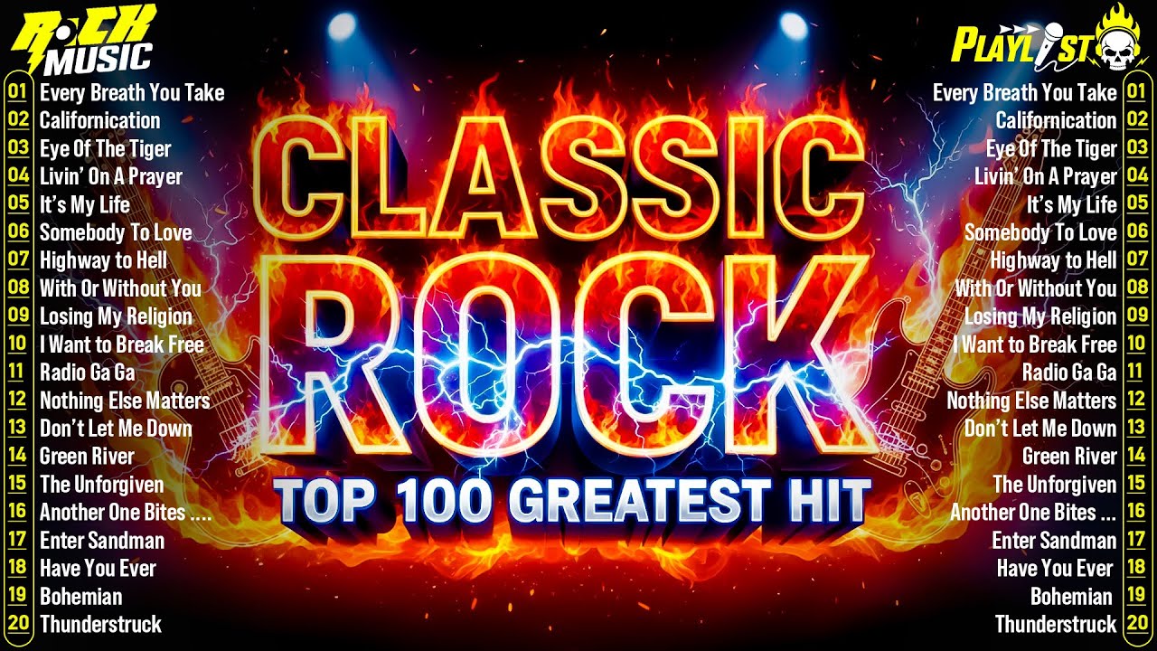 Guns N' Roses, ACDC, Bon Jovi, Metallica, Nirvana, Queen 🎶 Classic Rock Songs 70s 80s 90s Full Album