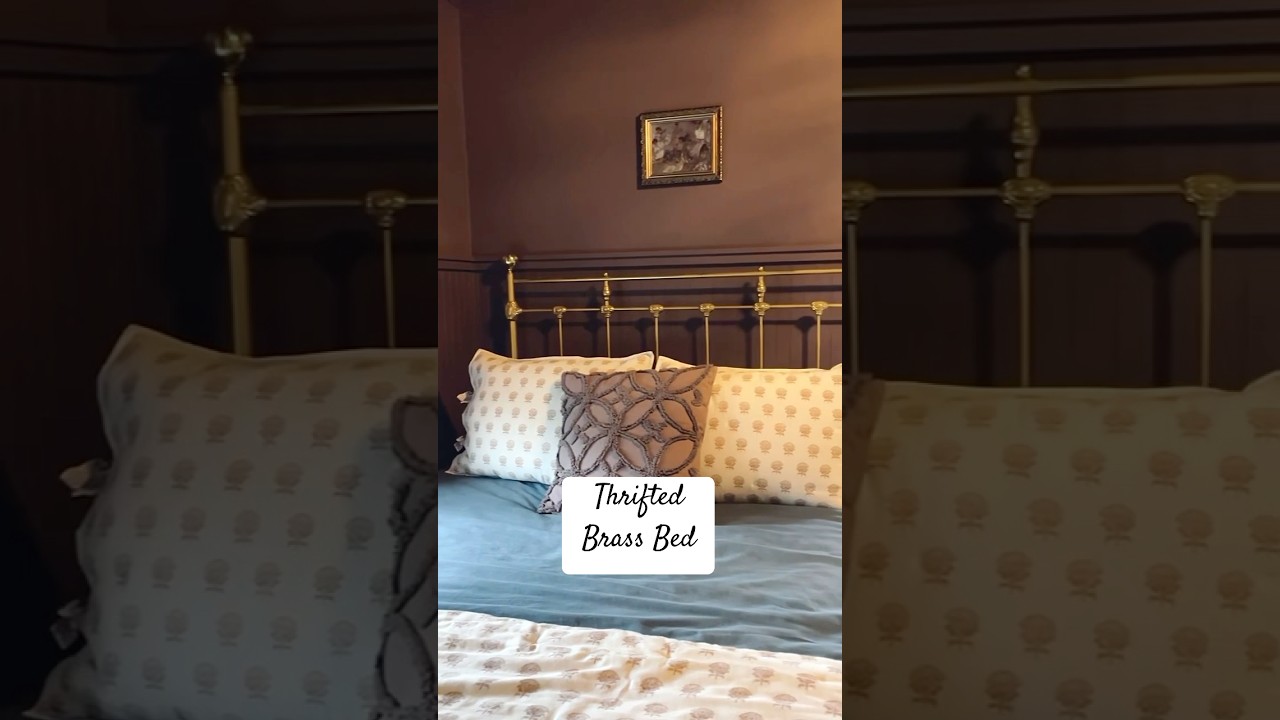 Thrifted Bed 🤍 Marketplace Find 🤝 Gold Spray Paint #diy #thrifted #thriftflip
