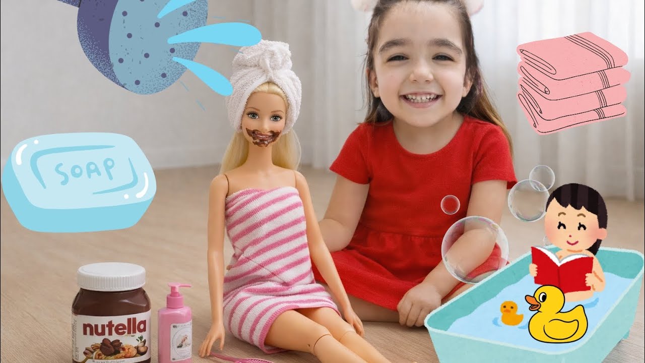 Barbie evcilik videoları ASYA İLE BARBİE YIKAMA VİDEOSU ÇOCUK VİDEOLARI