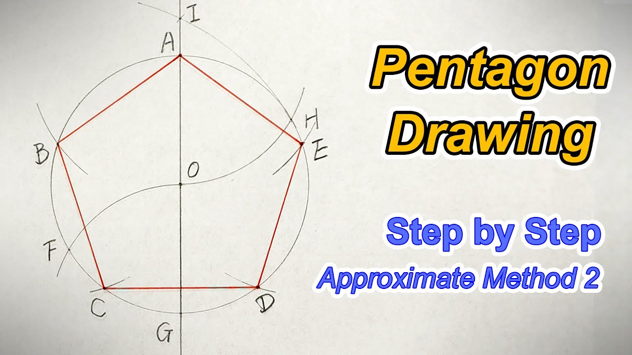 How to Draw an Pentagon with an Unscaled Ruler and Compass - Step by Step (Approximate Method 2)