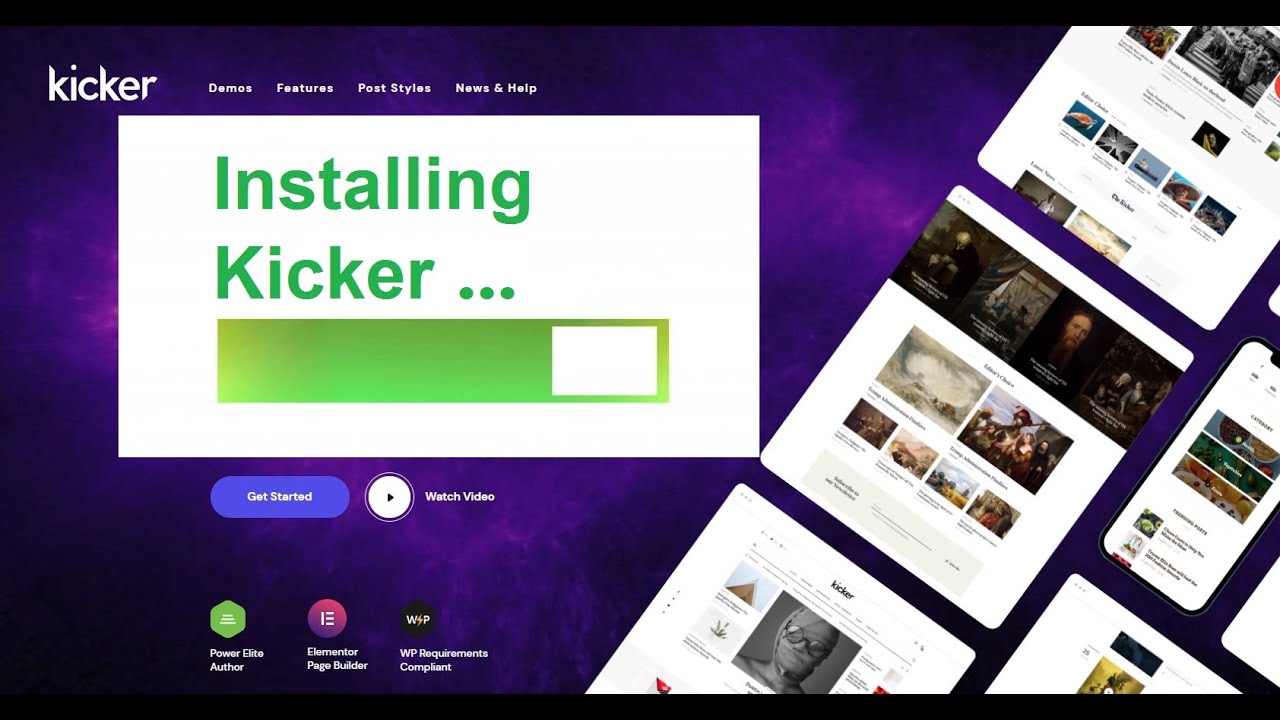 Kicker WordPress Theme Installation: Theme, Child Theme, Plugins, Demo Content