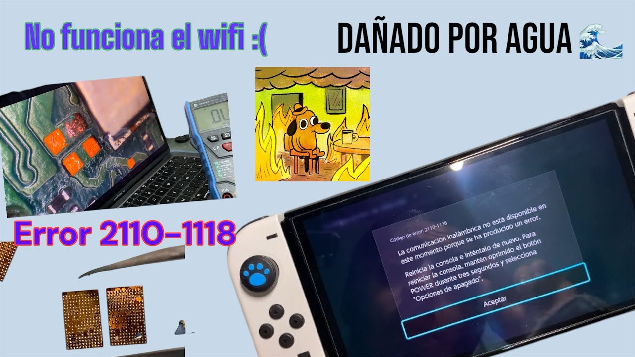 Nintendo switch oled no enciende wifi código de error 2110-1118 dañado por agua 🌊🎮 #nintendo #video
