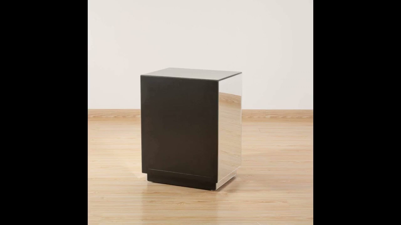 MIREO Mirrored Nightstand with 3 Drawers, Large Mirror Accent Silver Table, Bedroom Mini Cabinet