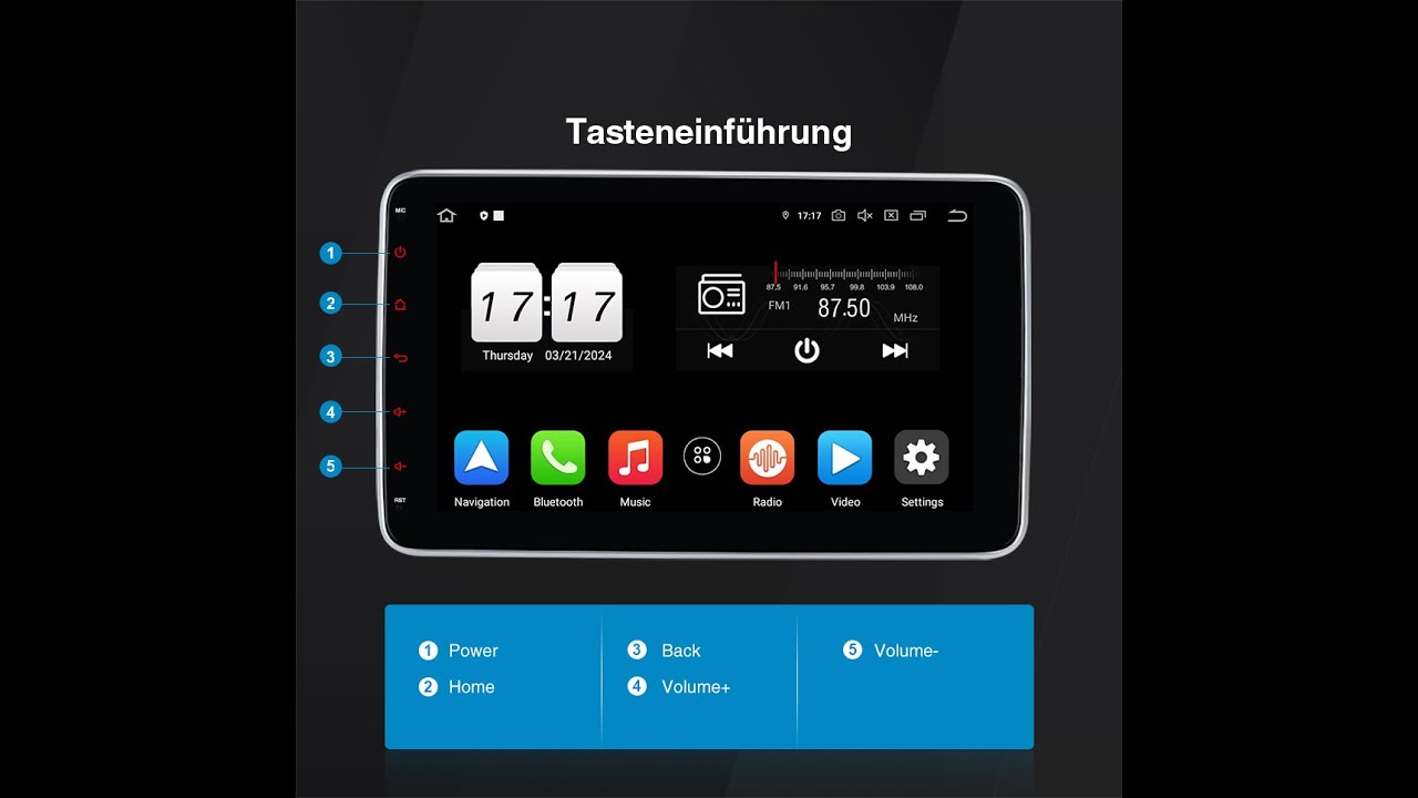 Pumpkin 2 Din 10.1 Zoll Acht-Kern Android 13 Autoradio mit Eingebautem Carplay (6G+64GB)