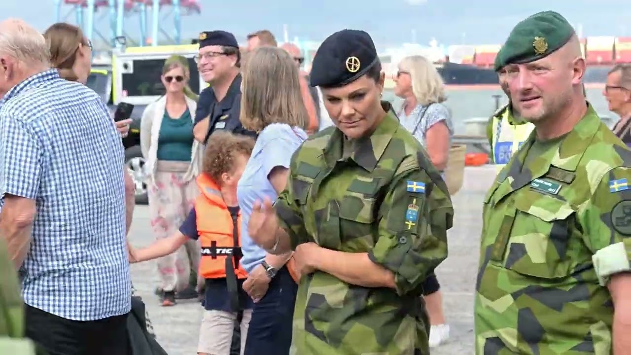 Crown Princess Victoria of Sweden on military exercise - tested rocket launcher