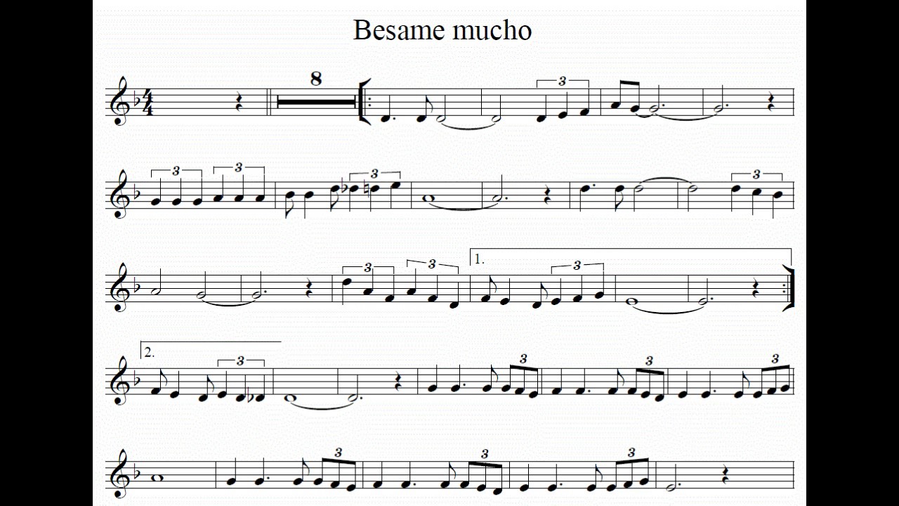 Besame mucho karaoke para  instrumentos B flat