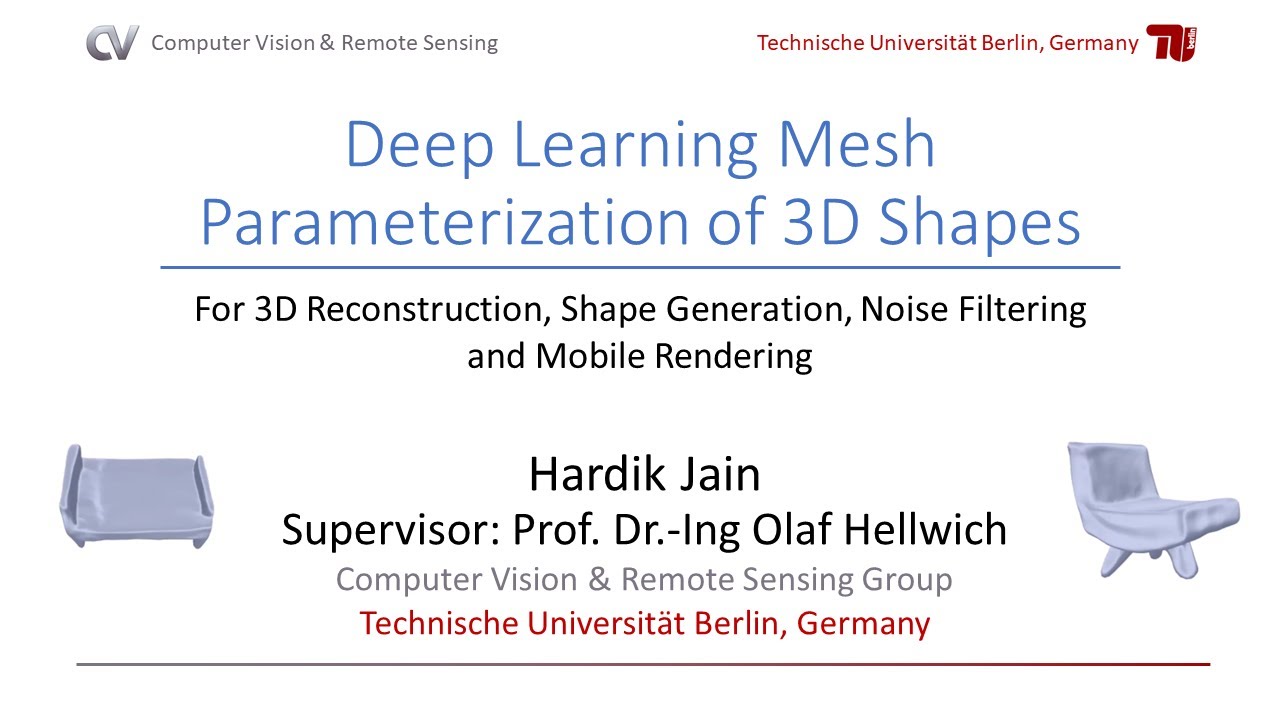 PhD defense of Dr.-Ing. Hardik Jain, titled Deep Learning Mesh Parameterization of 3D Shapes