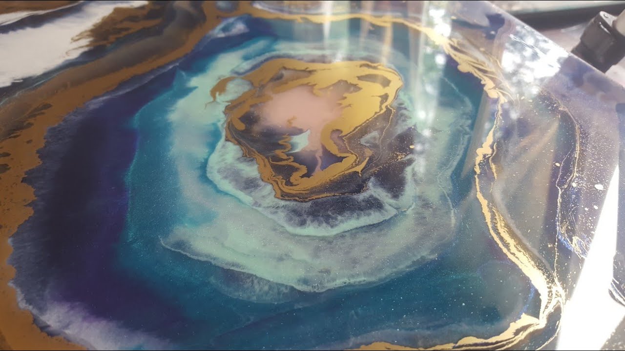 Resin Art/ простая живопись в стиле геоды/ демо