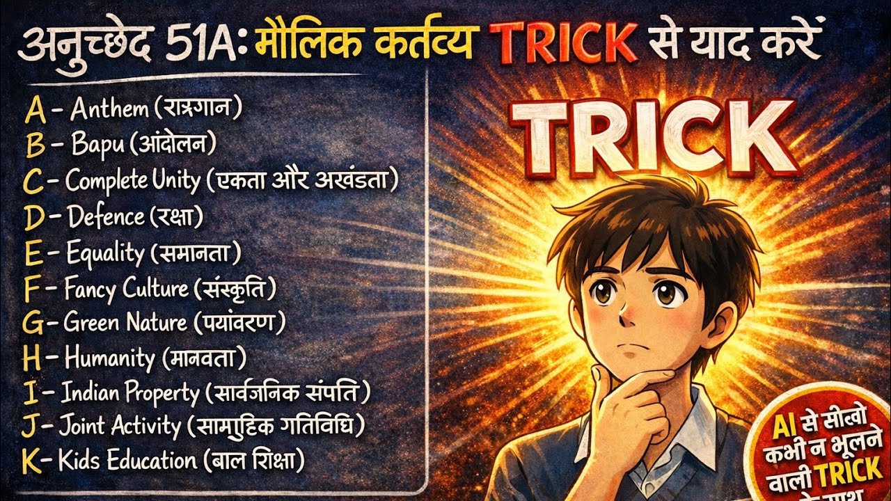 AI से सीखो मौलिक कर्तव्य | Article 51A A-K Master TRICK | Exam में Guaranteed Questions