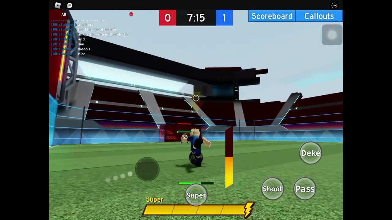 How to curve when shooting on mobile iPad and phone super striker league roblox