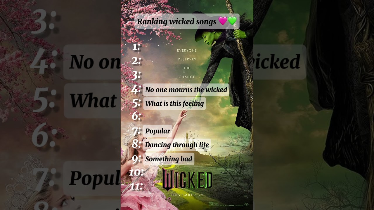 Ranking wicked songs! 🩷💚 #musical #wicked #wickedmusical #capcut