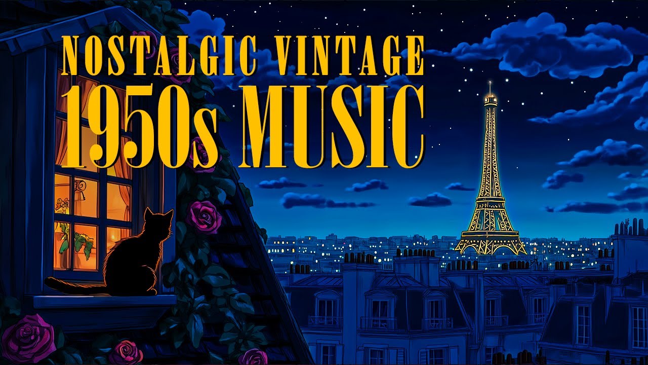 Peaceful Night in a 1930-50s Attic with Vinyl Jazz Playing in Another Room | Old Parisian Ambience