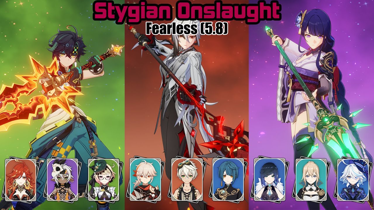 Kinich Burning | Arlecchino Vape | Raiden Electrocharged | Stygian Onslaught 5.8 | Fearless