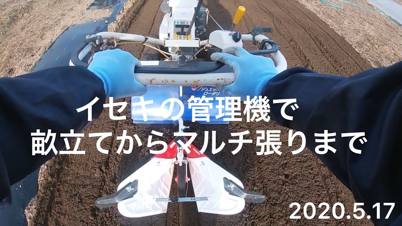 【 野菜作り 】イセキの管理機で畝立てからマルチ張り   2020.5.17#管理機#畝立て#イセキ