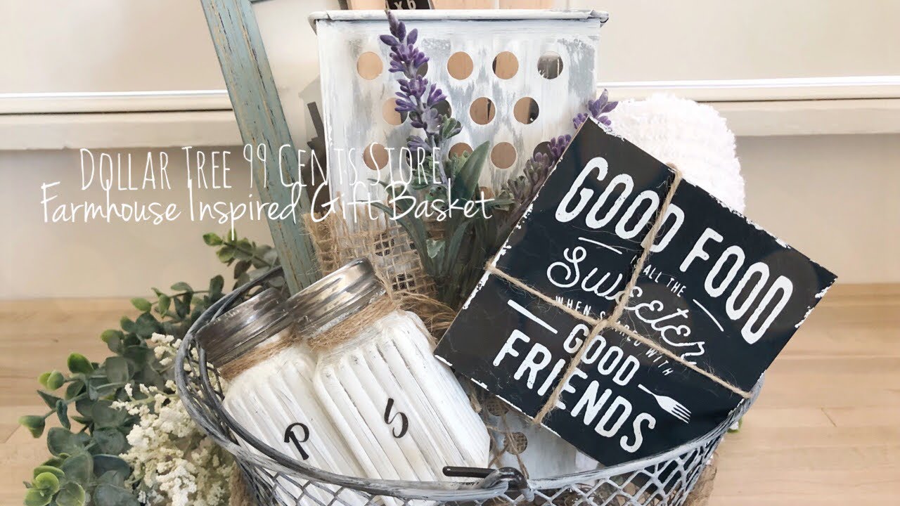 Simple DIY Farmhouse Inspired Gift Basket Dollar Tree 99 cent’s store Mother’s Day Gift