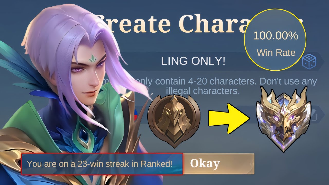 I Played Ling Only From Warrior To Mythic (hardest challenge) - Mobile Legends