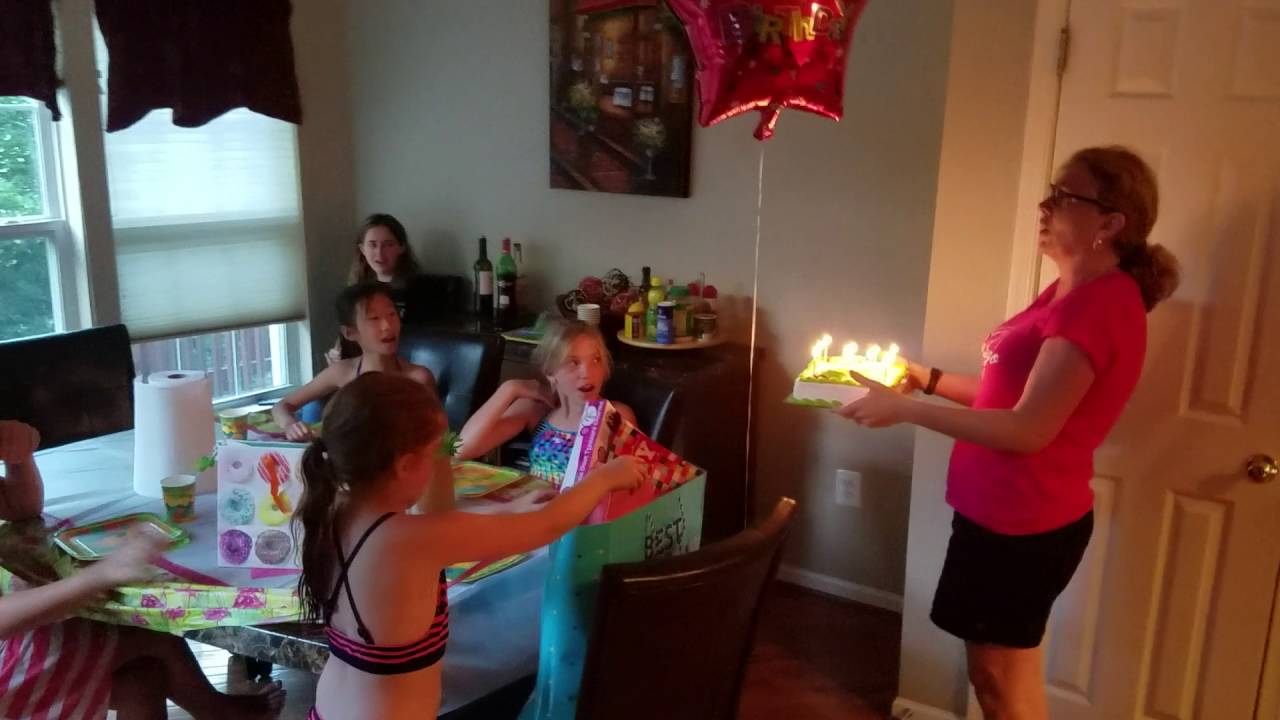 Emily opening birthday presents 2016