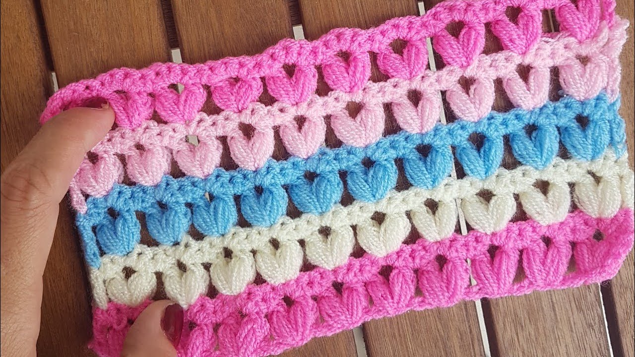 Kolay V Fıstık Lif / Battaniye / Puff V Stitch Blanket