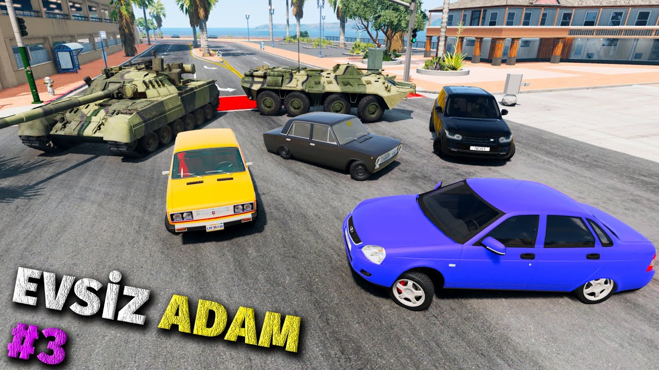 EVSİZ ADAM VƏ ŞƏHƏRDƏKİ ÇAXNAŞMA, TANK VƏ BTR | BeamNG.Drive | Maşın Oyunları | #sahmarehmedov