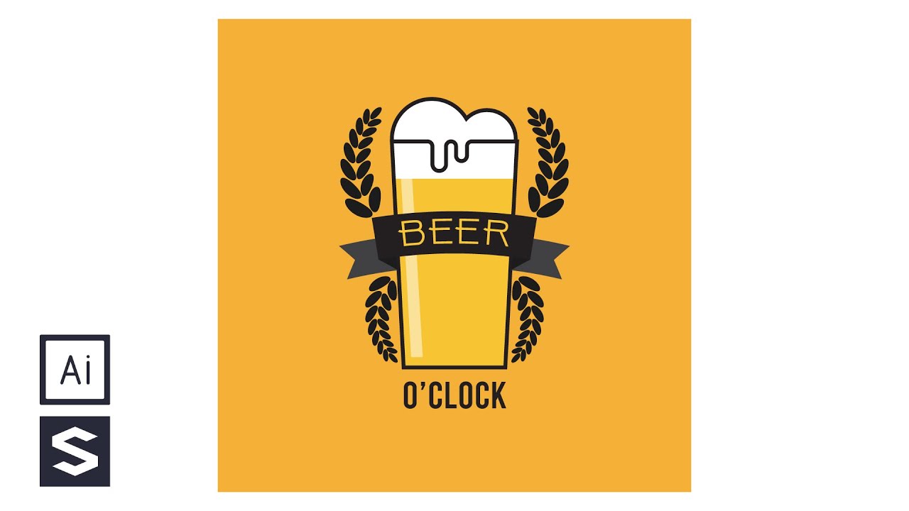 illustrator Minimalist Beer Logo Design Tutorial | Sopheap Design