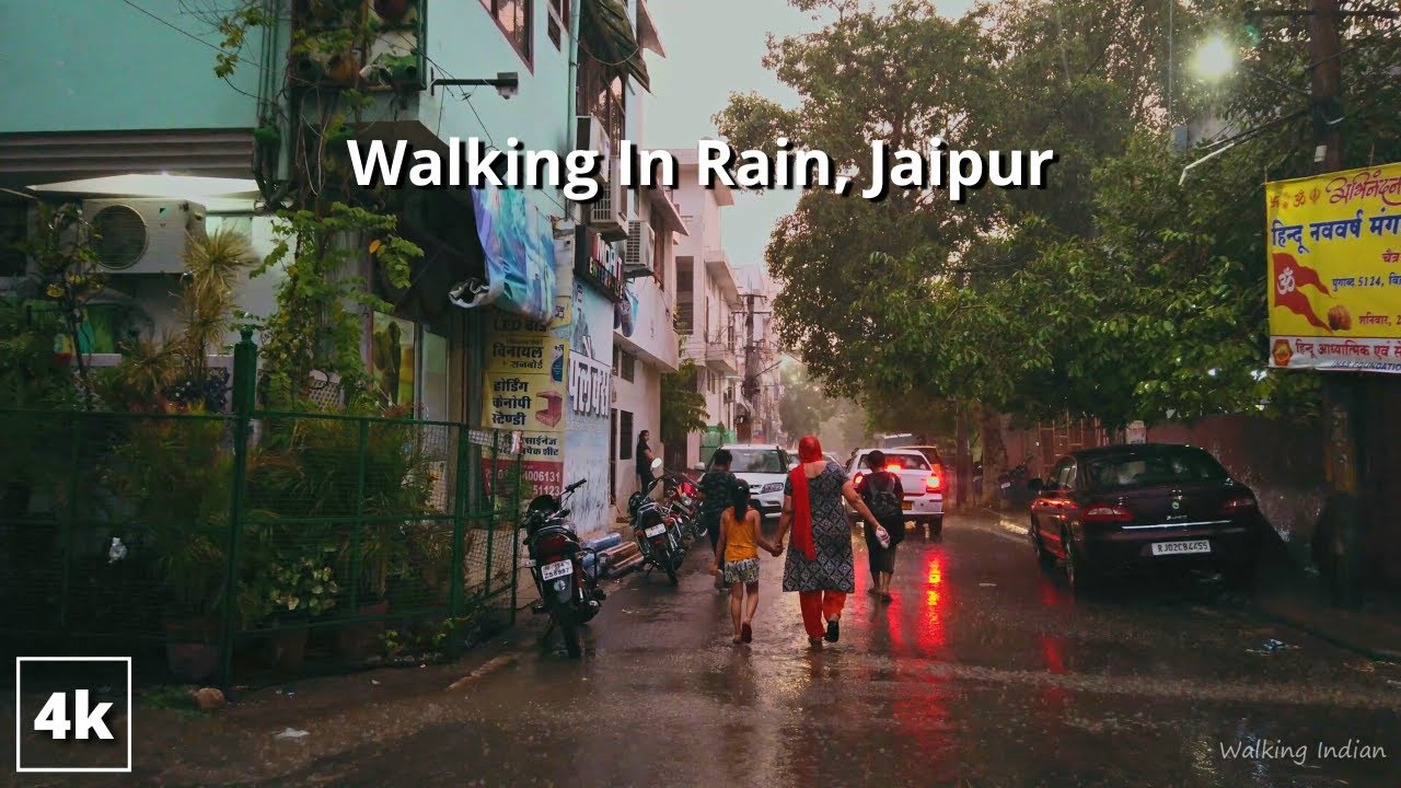 Walking in Rain in the evening | First Rain of Monsoon Jaipur | Relaxing Rain Sounds 4k