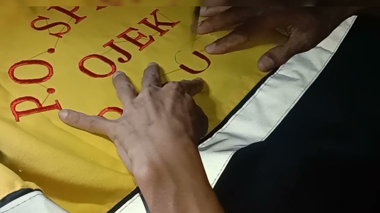 Bordir manual di Jaket rompi font times new roman #bordirmanual #embroidery