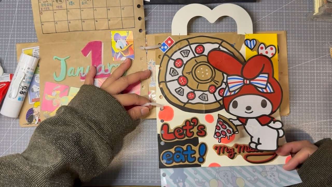 1月初日常手帳拼貼分享｜85度C重新開幕🍩｜達美樂🍕聯名美樂蒂❤️｜垃圾手帳