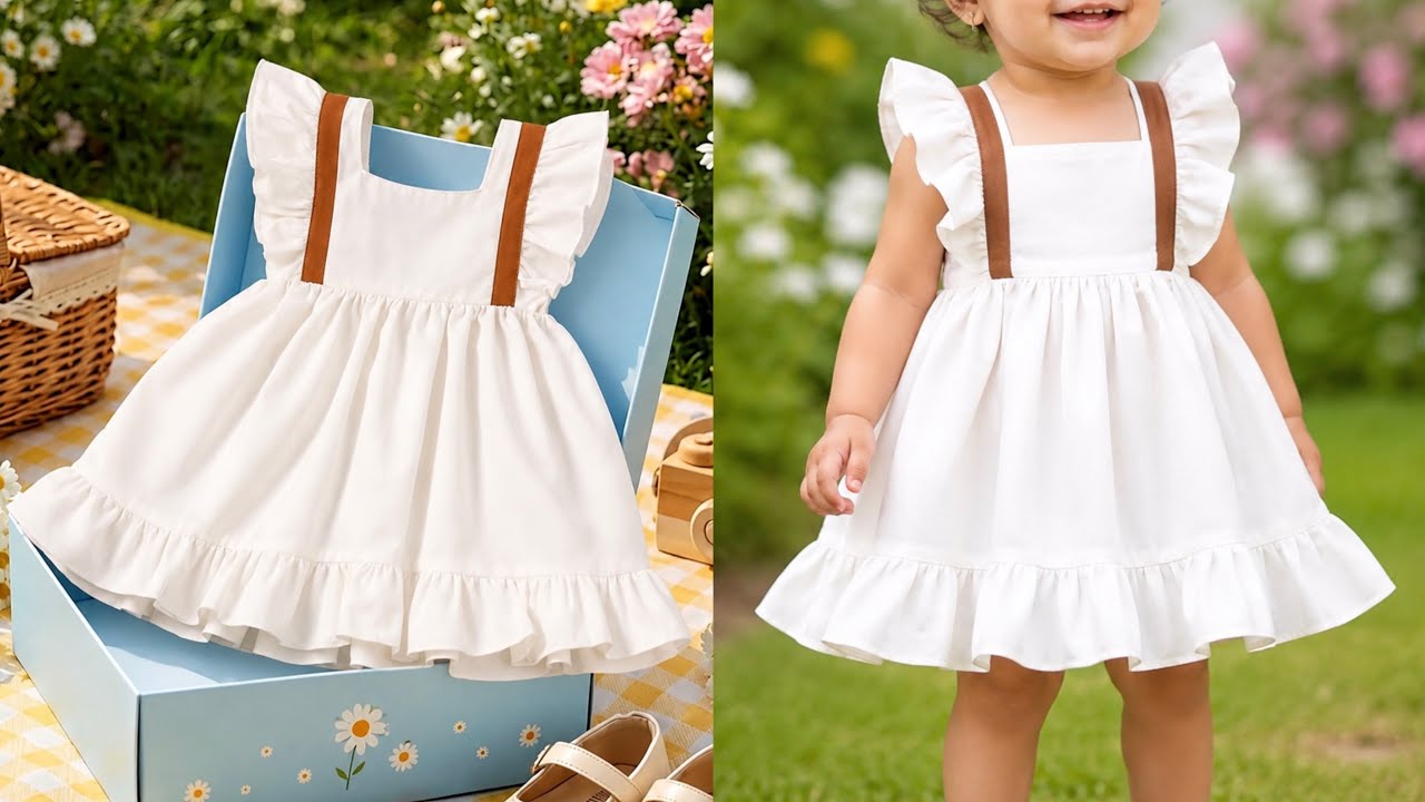 Pinafore Ruffle Elastic Baby Frock Cutting and Stitching/Baby Frock