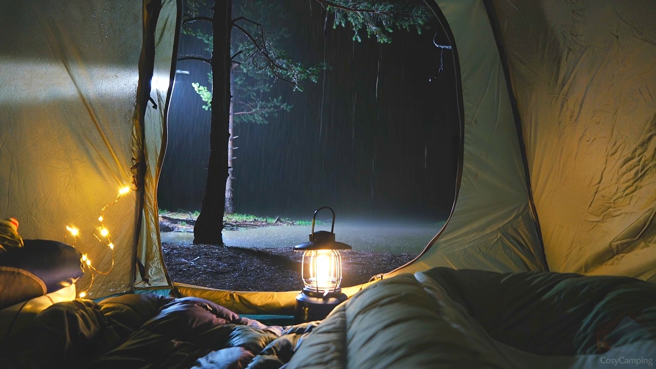 Cozy Night Camping | Heavy Rain for Relaxing & Sleep