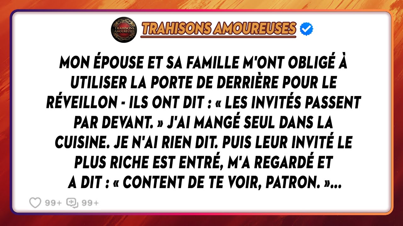 Mon Épouse Et Sa Famille M'ont Obligé À Utiliser La Porte De Derrière Pour Le Réveillon - Ils Ont...