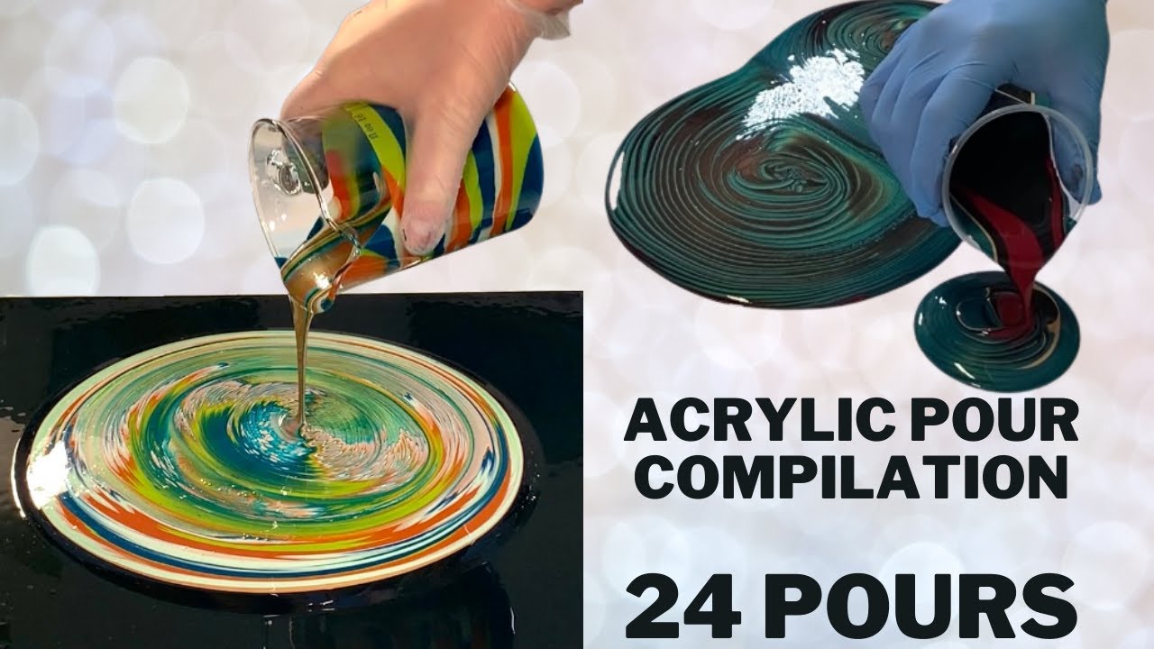 24 ACRYLIC POUR PAINTING COMPILATION tutorial - Satisfying Results 4 beginners - Masse Art Studio