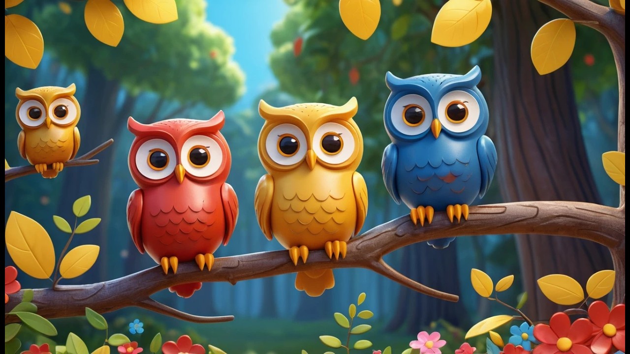 Three Little Toy Owls Hoot Hoot Hoot | Bedtime Nursery Rhymes & Night Forest Song