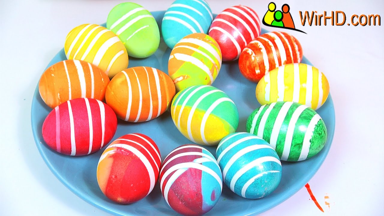 Eier färben, gestreifte Ostereier, Coloring Easter Eggs, striped egg