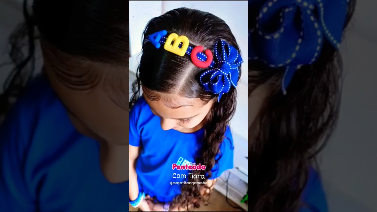 Penteado infantil com tiara 