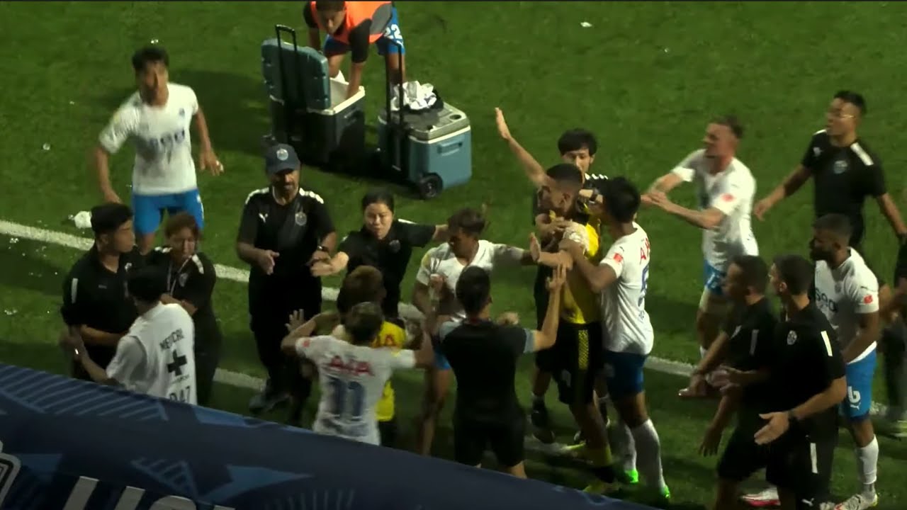 Lion City Sailors vs Tampines Rovers pitch-side scuffle + post match