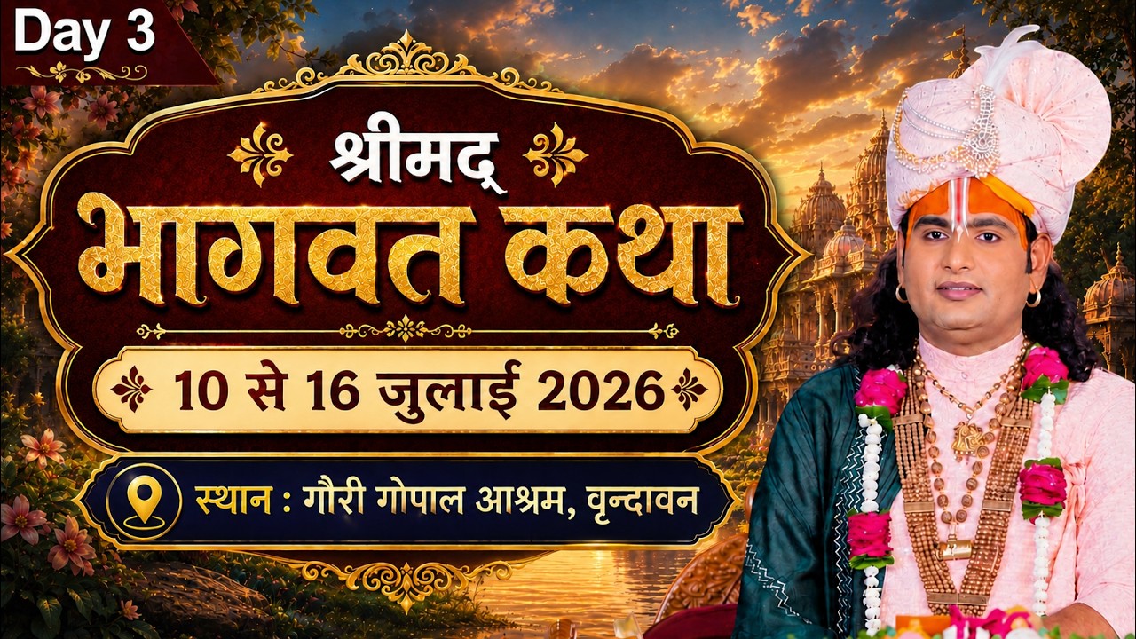 -LIVE - DAY - 3 --श्रीमद्भागवत कथा । श्री अनिरुद्धाचार्य जी महाराज 12.07.2026 . वृन्दावन