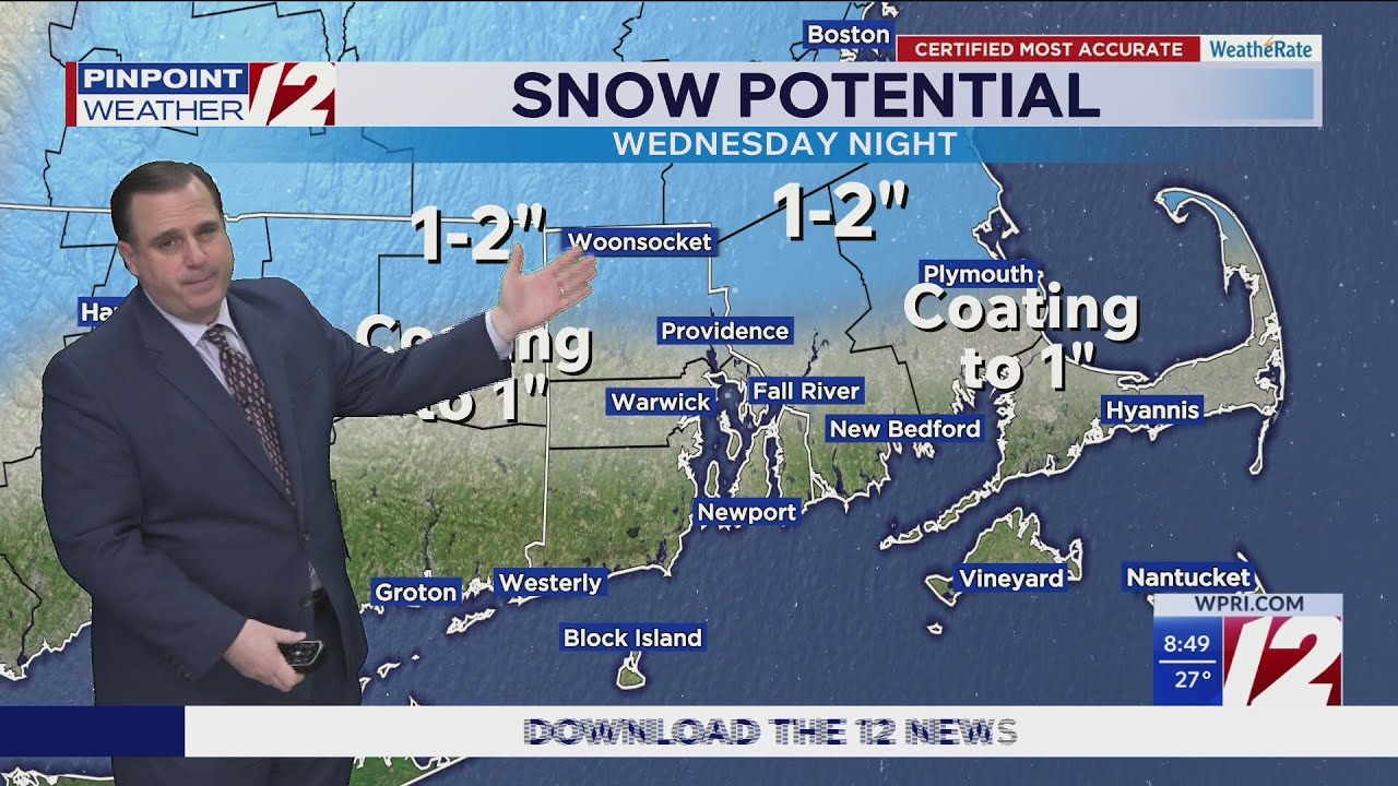 WPRI 12 Weather Forecast for 2/17/26:  Flurries today; rain to snow tomorrow