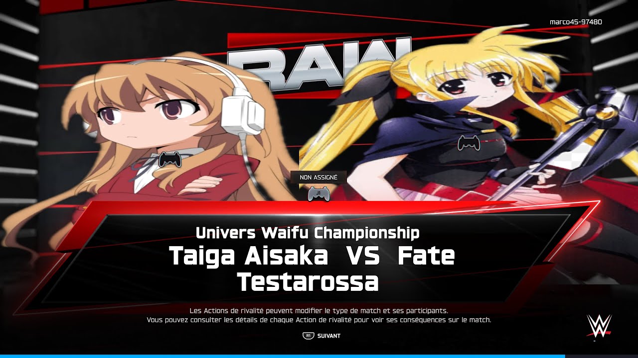 Wwe 2k25. Pré-Saison Match. Aisaka Taiga vs Fate Testarossa