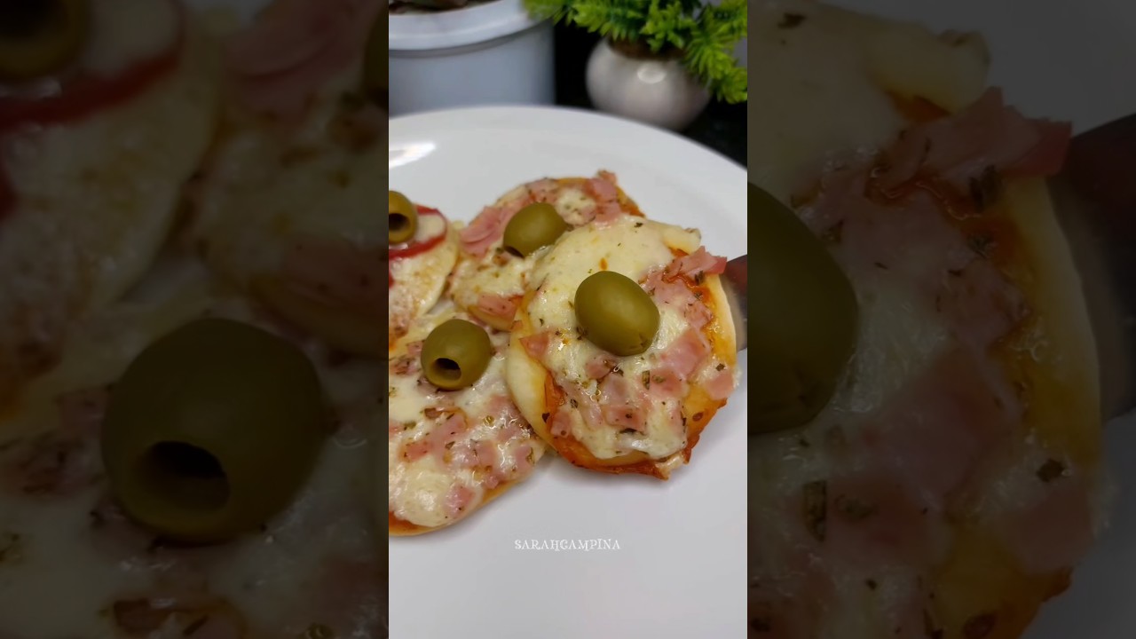 Essas mini pizzas s&atilde;o perfeitas pro lanche da tarde😋🍕 #minipizza #pizza #receitas
