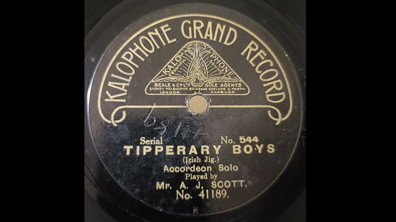 1913 Accordeon Solo by Mr A.J Scott - Tipperary Boys and Rosineau Barn Dance