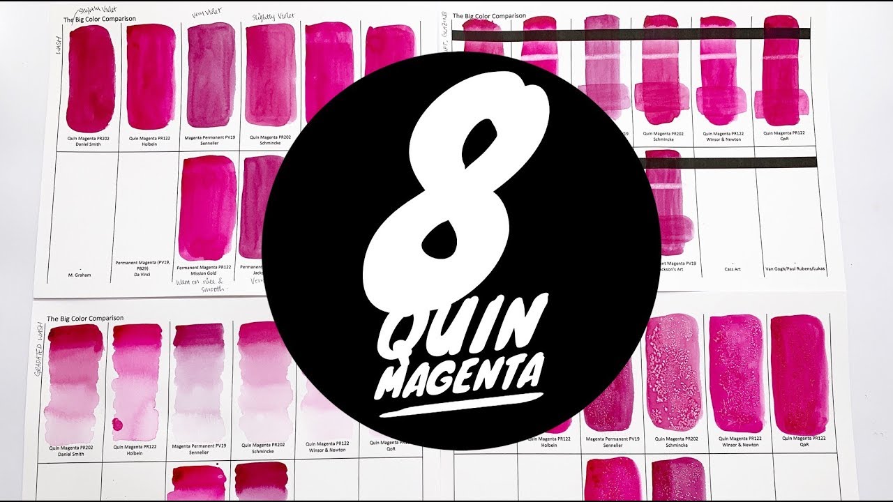 Colossal Color Showdown Ep. 8:  Quinacridone Magenta Part 1 | Comparing 8 Brands