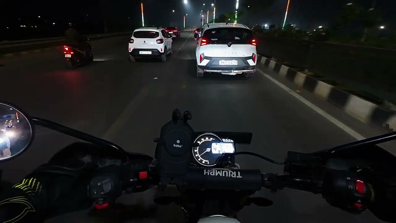 [POV] Patna Marine Drive Night Drive| Triumph Scrambler 400x raw sound.