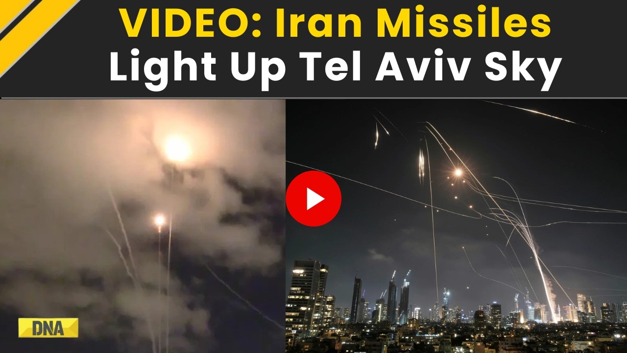Iran Israel War: Iran Missiles Light Up Tel Aviv Sky As Israel Intercepts | Israel Iran War