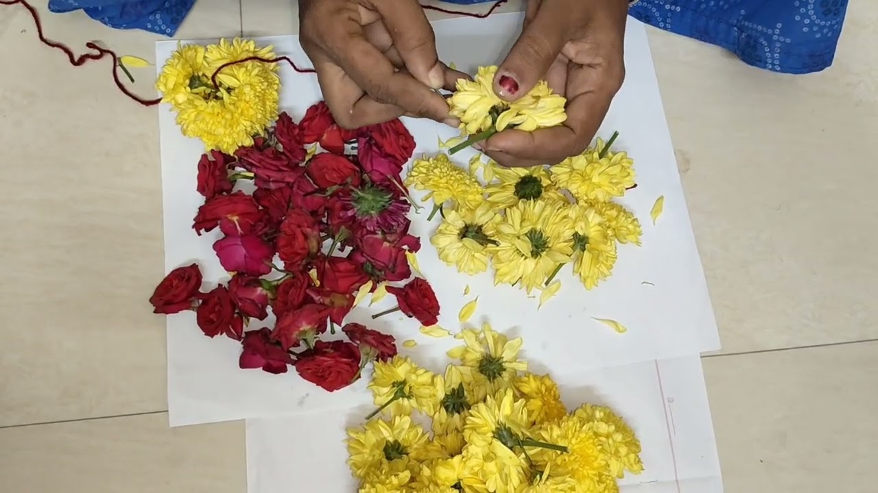 சாமந்தி பூ மாலை கட்டுவது எப்படி🏵️ | #garlandmaking #shortvideos #poomalai #garland #shorts #viral