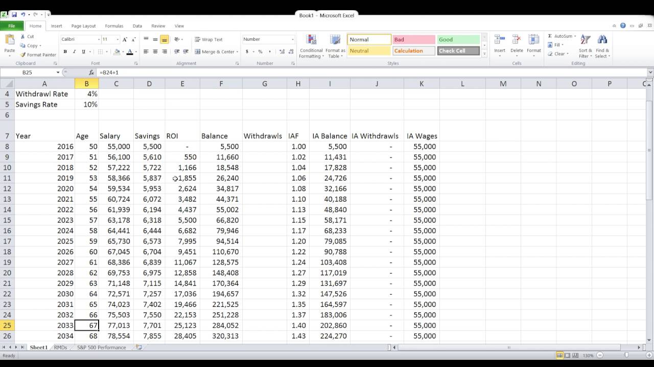 Retirement Planning Spreadsheets 6:  Starting to Save at Age 50