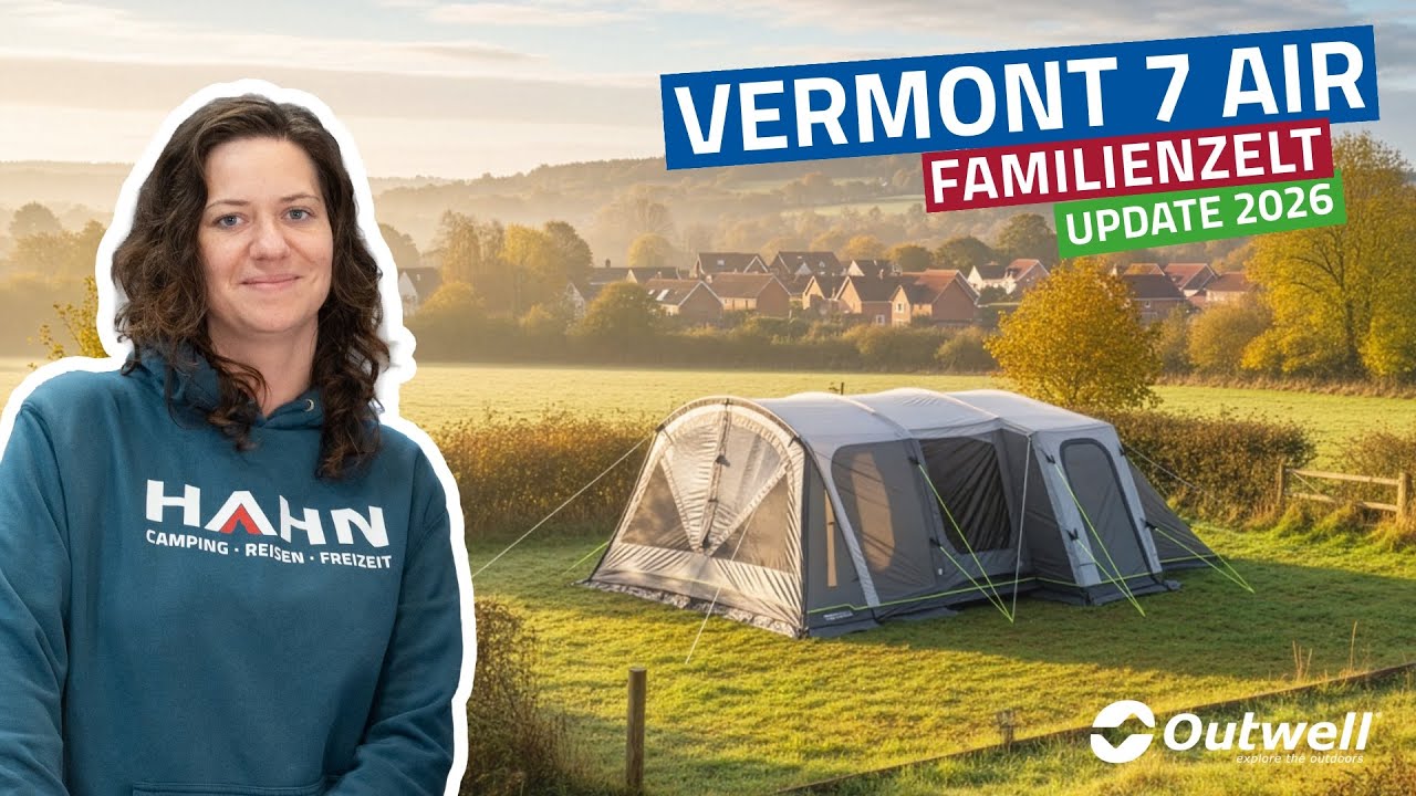 Outwell Vermont 7 Air &ndash; gro&szlig;es 7-Personen Familien-Luftzelt f&uuml;r viel Platz & Komfort