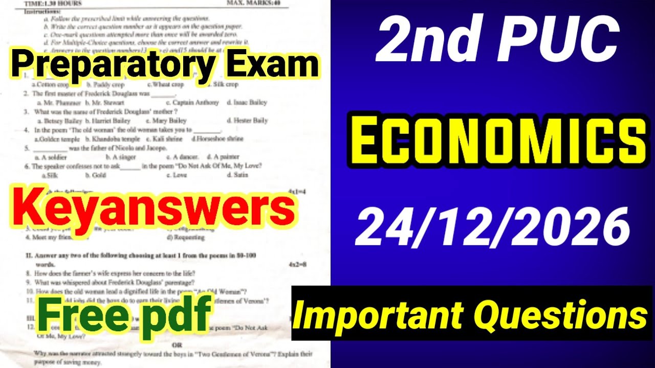 2nd puc economics preparatory exam question paper 2025-26 important questions for annual exam 