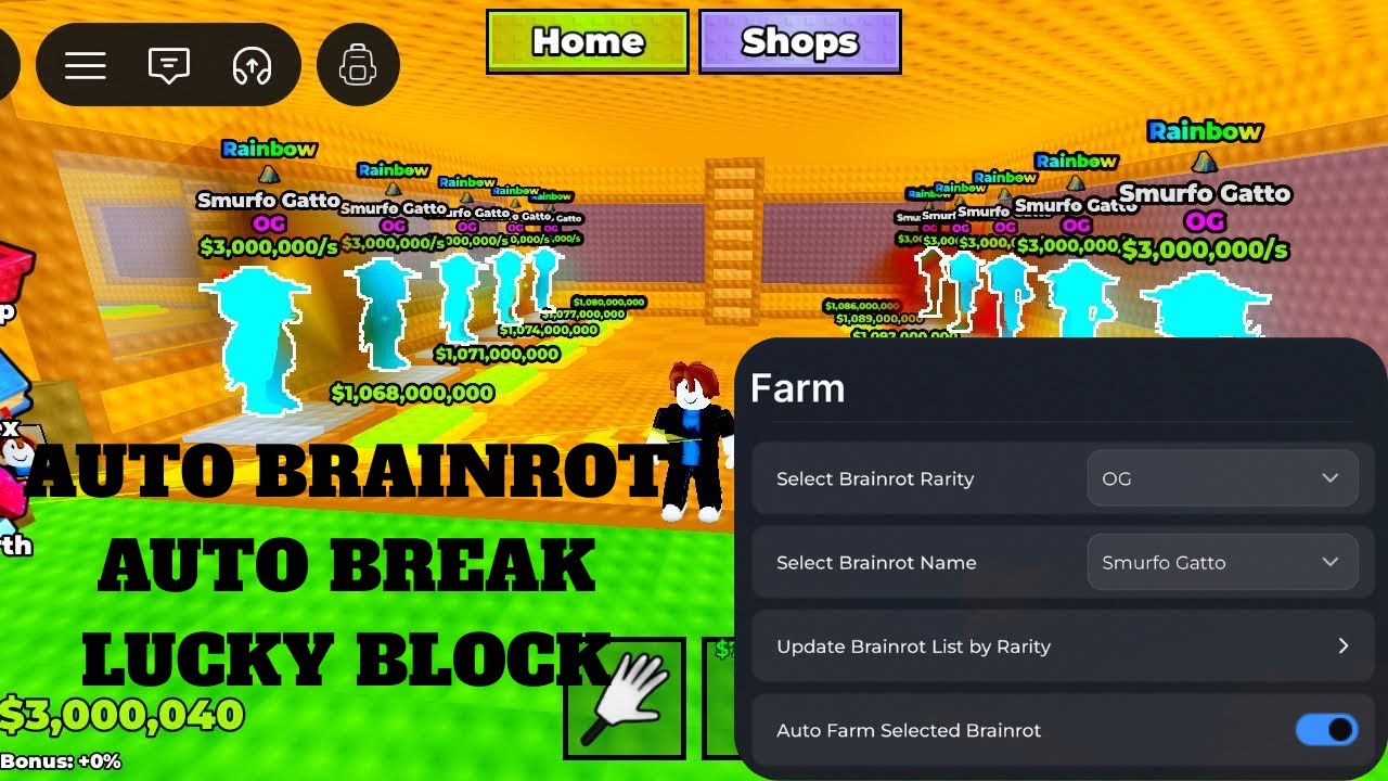 [😱OP] Break a Lucky Block Script &ldquo;NO KEY&rdquo; | Auto Brainrot | Auto Break Lucky Block | Troll Enemy